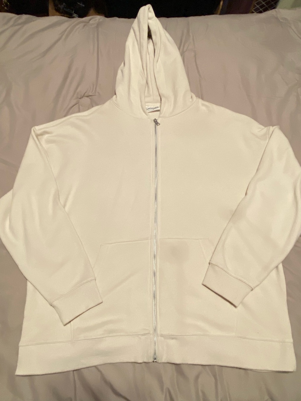 No Boundaries Men’s Cream Full-Zip Hoodie